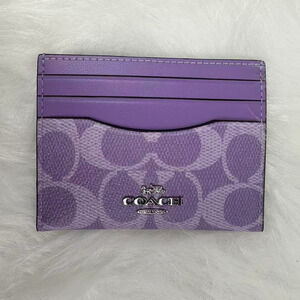 Coach Slim Id Card Case In Signature Canvas CZ286 In Silver/Iris
